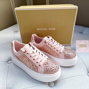 Michael Kors Romey Embellished Platform Sneaker Pink 49F5RMFS1S